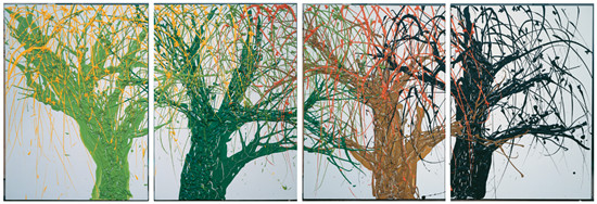 春夏秋冬  布面丙烯 100×73cm×4pcs  2009 