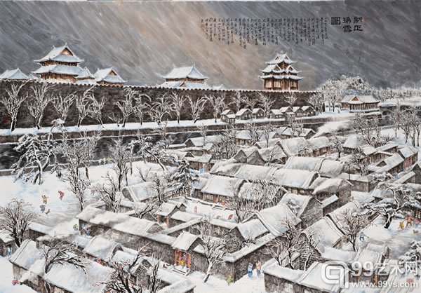 2010 新正瑞雪（纸本水墨 设色 120x170 cm) 