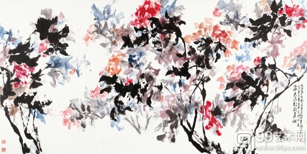 刘伯骏 飞光流彩韵晨妆 125×249 2011