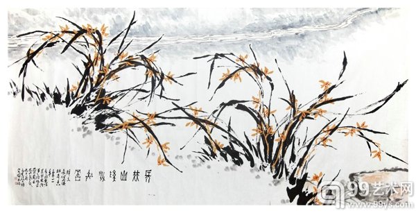 刘伯骏 缩略图 长伴山溪放奇香 124×248 2011 