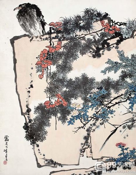 潘天寿 鹰石山花图 成交价：RMB 279,450,000