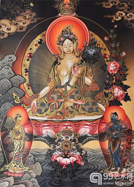 彩唐《白度母》扎西当周 42x56cm