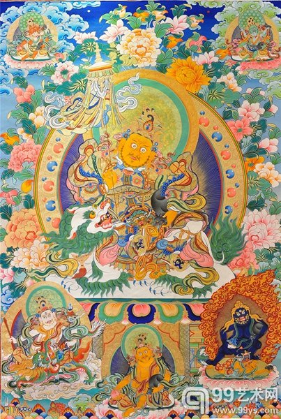 彩唐《财宝天王》扎西当周 70x100cm