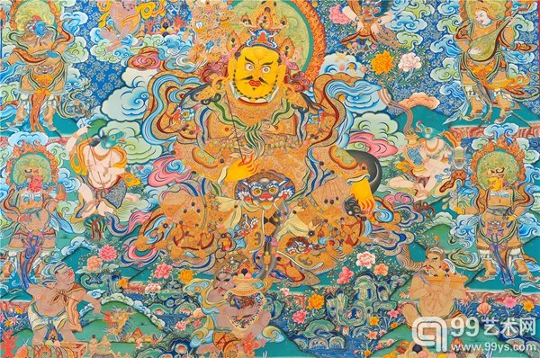 彩唐-《财宝天王》扎西当周 100x70cm