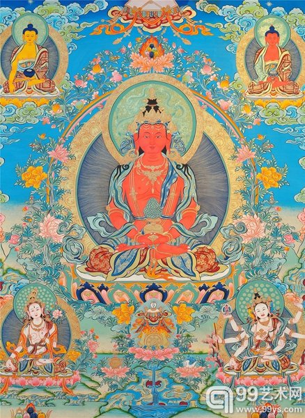 彩唐《长寿佛》扎西当周 75x100cm