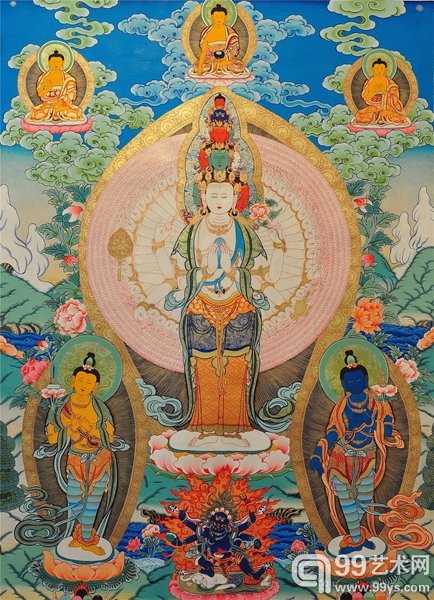 彩唐《千手观音》扎西当周 70x100cm