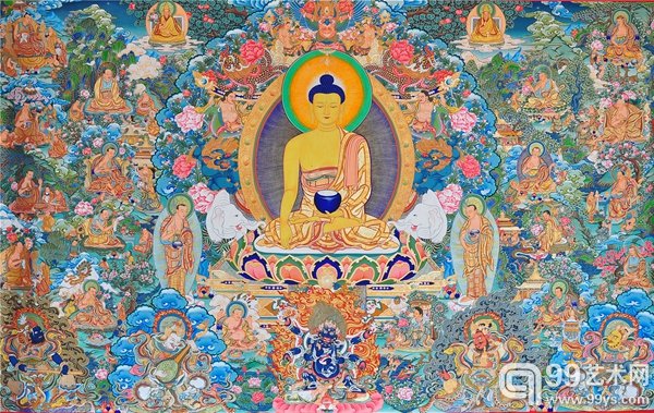 彩唐《释迦牟尼佛》西合道220x120cm