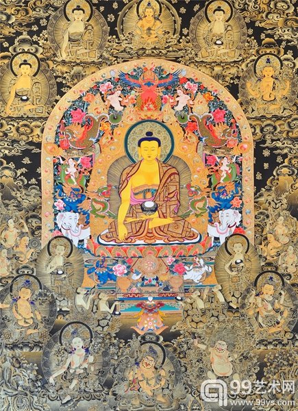 黑唐-《释迦牟尼佛》-扎西当周 75x100cm