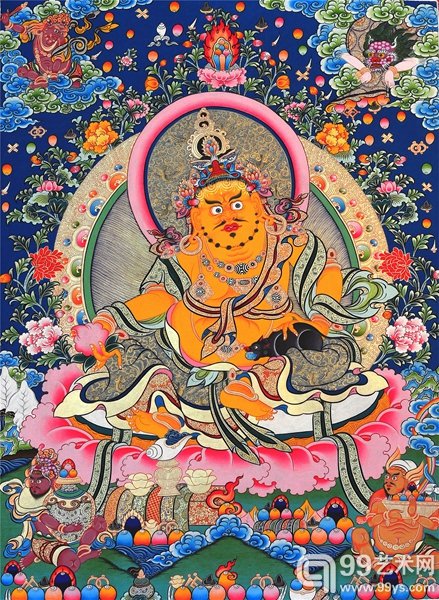 蓝唐《黄财神》扎西当周 63x85cm