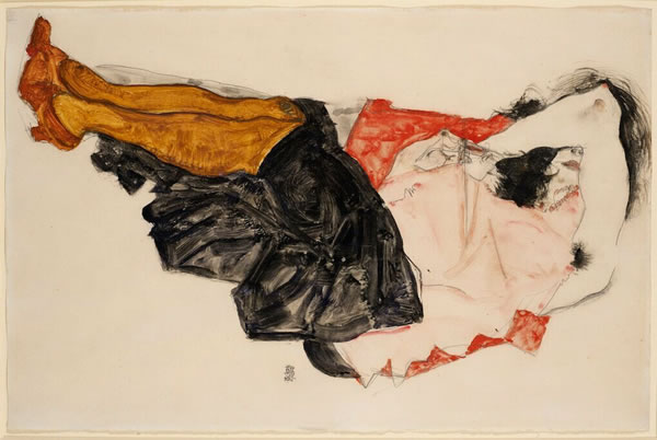 Egon Schiele 《Woman Hiding her Face 》(1912)