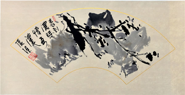 张琪 春满萧山扇面 中国画 67x24cm
