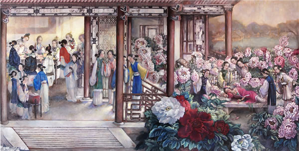 孙大莉 史湘云醉卧芍药裀 189cmx153cm 亚麻油色 2014