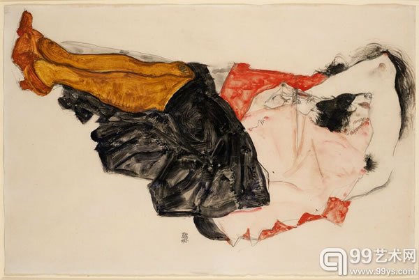 Egon Schiele 《Woman Hiding her Face》(1912)