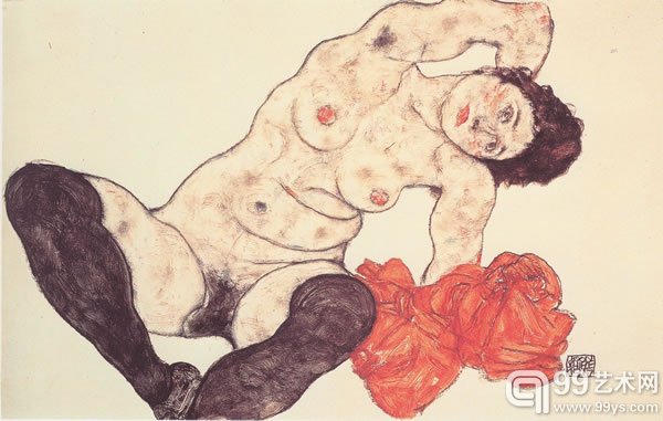 Egon Schiele, Sitting girl, 1917