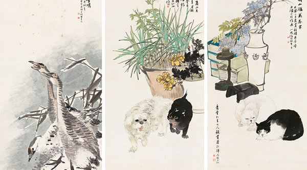任伯年  花鸟三屏  成交价：1265万元