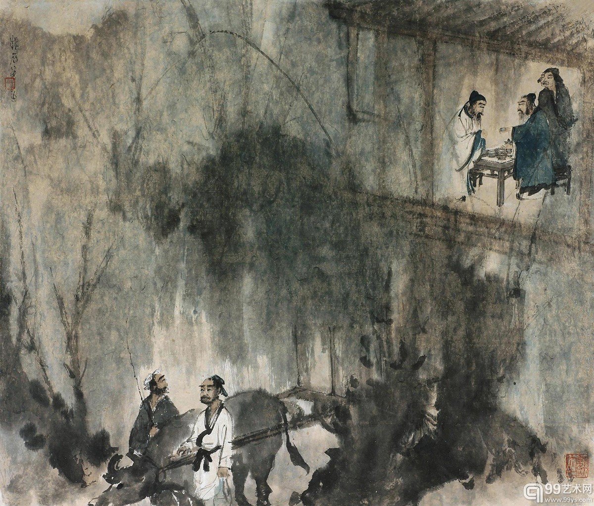 LOT677 傅抱石 王维《渭城曲》诗意 RMB：14,375,000