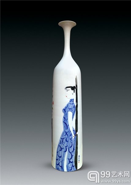 冯奇星《旗袍》75×17cm雕刻釉下五彩瓷2014年