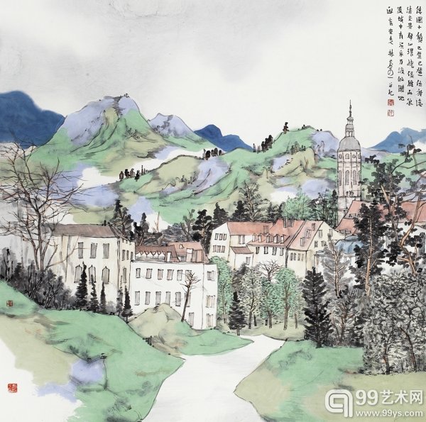 11261异域风情系列之八 纸本水墨设色123x123cm 2011