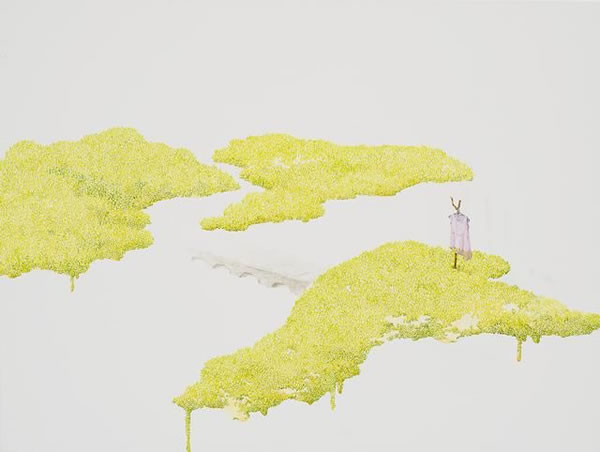 Hyun Chae Lim作品“天堂这个地方”，布面压克力，40.9×53cm，2014，图片由Seoshin画廊提供