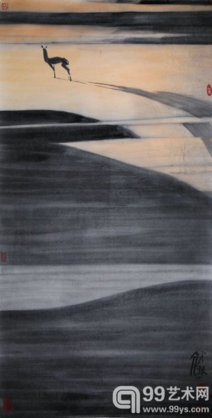 李才根，寂，136×68cm，纸本水墨，2012