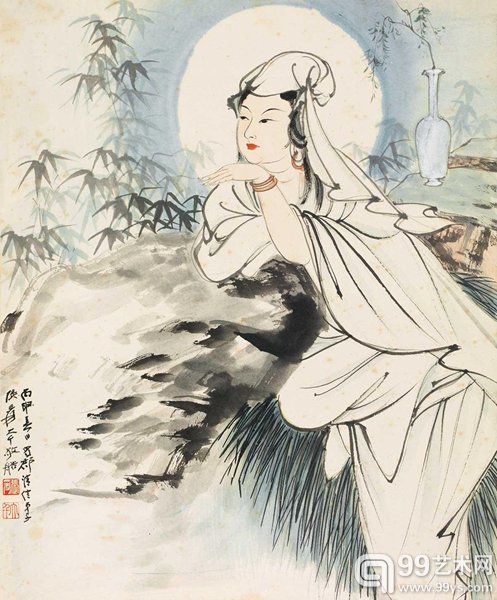 张大千  水月观音