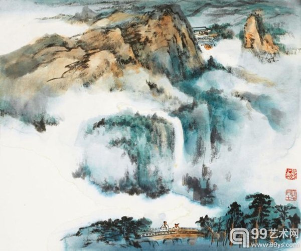 张大千  深山访友