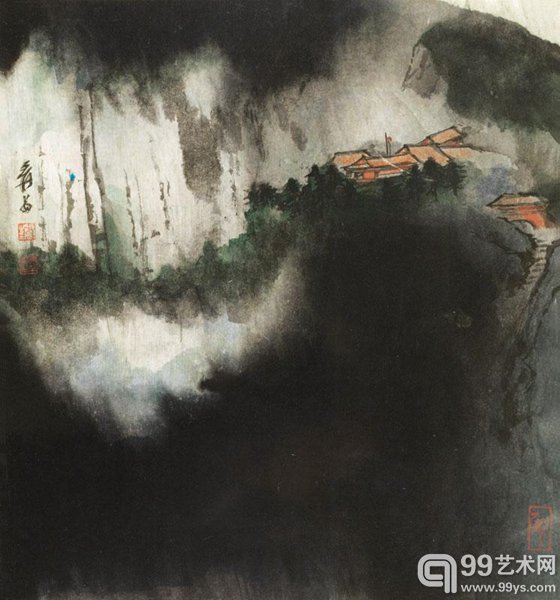 张大千   晚山
