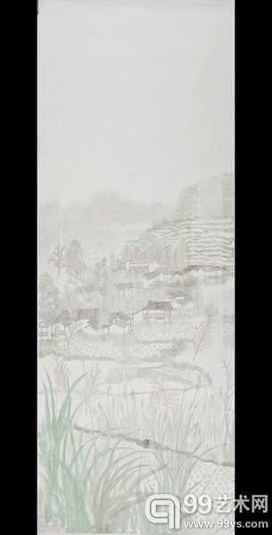 蒲玉杰  田间系列 1 2012 水墨丙烯   97x238cm