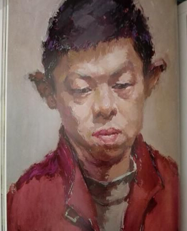 图为一位美术学生为李喆画的油画。