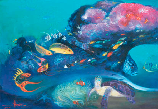 亨德拉·古那弯, 海鱼 (1973), 油彩 画布, 100 x 145 公分
