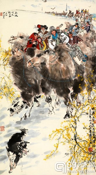 黄胄《风华正茂 》设色纸本 152+83 1975年 “九藤书屋”书画专场