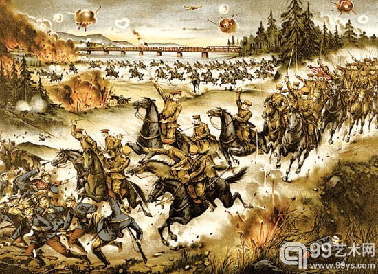的确是万马奔腾，日本要打一仗，的确无所不用其极。海陆空，连骑兵也渡海进攻。