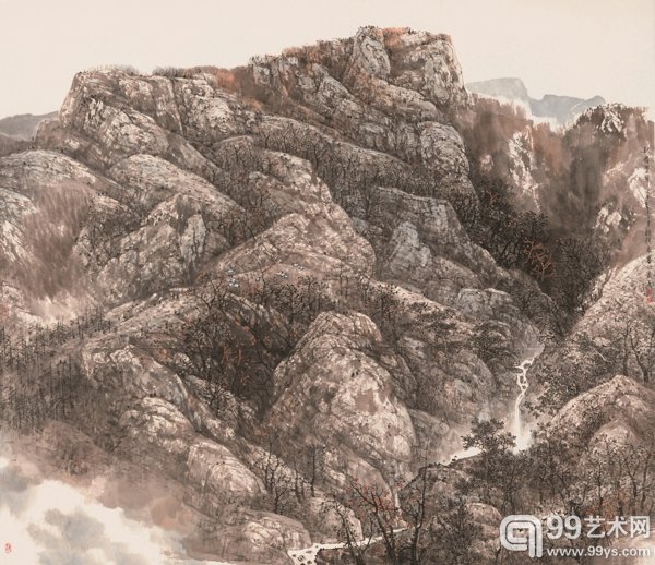 武羽竞--秋岭苍翠  150cm x180cm  纸本设色 2009年