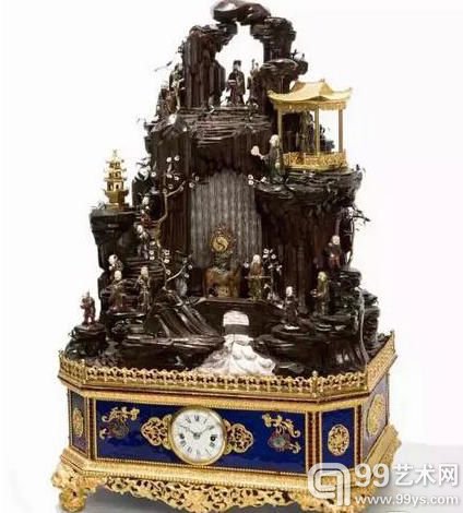 清乾隆蓬莱八仙八宝转亭珐琅音乐钟