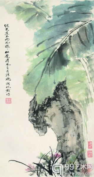 吴湖帆 花木四屏设色纸本 立轴 57×29cm.