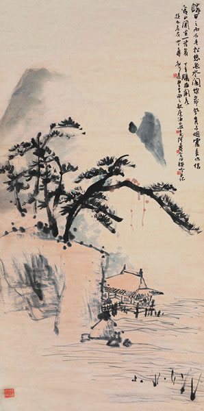 潘天寿 松阁看山图