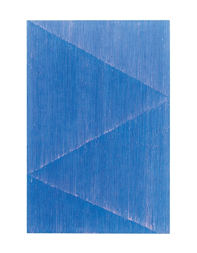 迟群 《三条线-亮粉蓝》 150x100cm 布面油画 2014