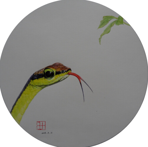《闲情逸趣》孙振超 25×25cm  彩铅综合材料 2015年