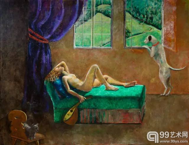 巴尔蒂斯，《少女和曼陀林》，布面油画，2000-2001