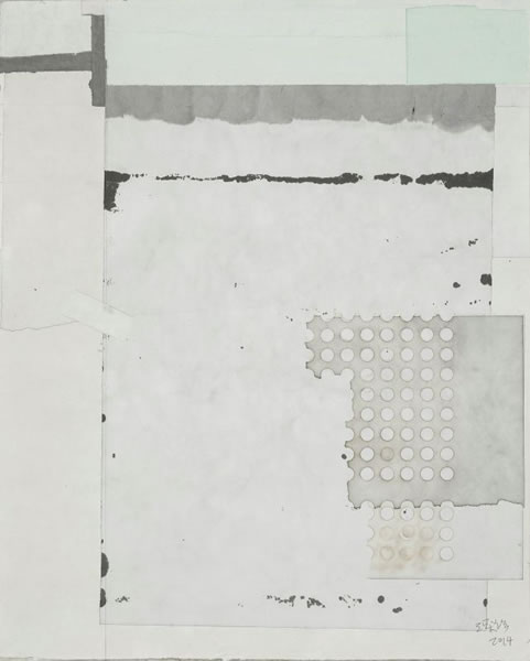 桃花源记之一，2014，色、墨宣纸拼贴，50×40cm