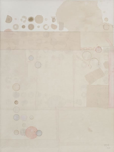 冷泉之三 2013 茶、色、墨、宣纸拼贴122×92cm