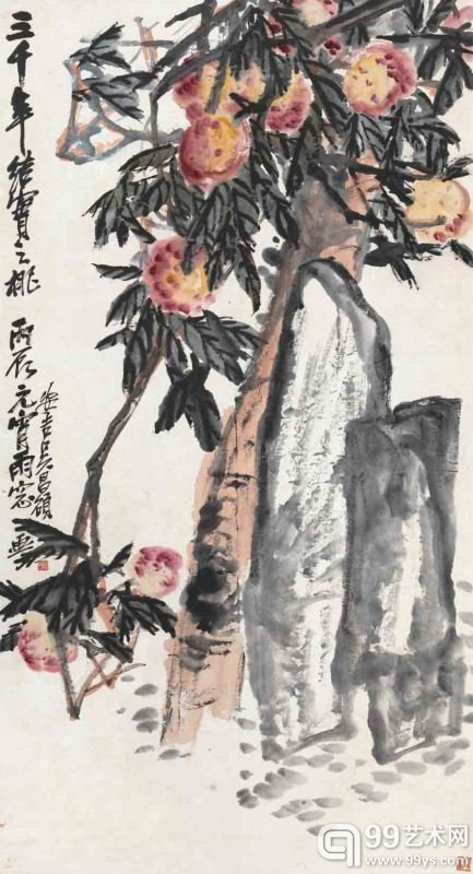 吴昌硕 三千年结实之桃  嘉德拍卖供图