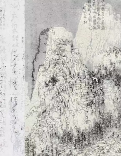 《后山图·回 No15-MGSNT005》 66.2×252.5cm 皮纸、墨、焰 2015年