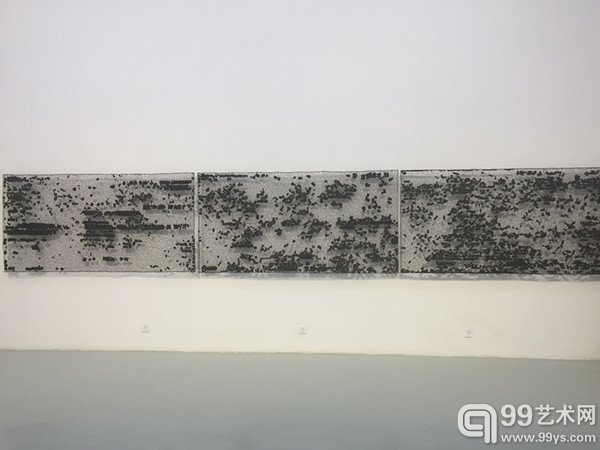 枯山水   不锈钢丝、木炭 