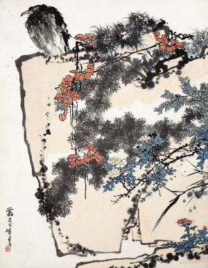 潘天寿《鹰石山花图》（局部） 成交价2.79亿元