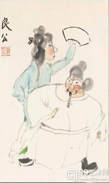 《游龙戏凤》 镜框、设色纸本 19x12cm 1930年代