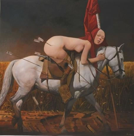 《骑手之一》，2009 年，压克力画布，167.6 x 163.8 公分
