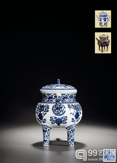 清乾隆·青花缠枝莲托八宝纹盉 成交价 253万元