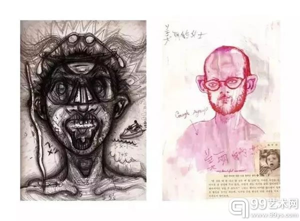 美国艺术家布莱恩·刘易斯·桑德斯嗑药后的自画像，他分别磕了10毫克阿得拉、10毫克Ambien、15毫克Buspar 喷剂、4片布他比妥、2克可卡因、2瓶止咳糖浆、吗啡、迷幻型真菌菇类、苦艾酒、古柯碱、安他非命、大麻、烦宁、利他能、墨西哥迷幻鼠尾草、氢吗啡酮和吸入剂。