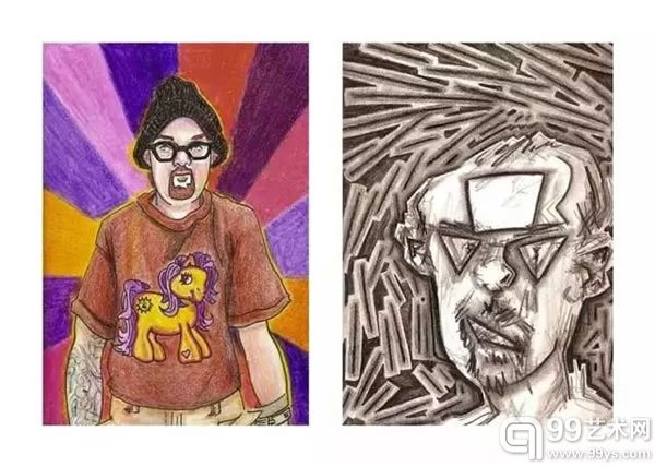 美国艺术家布莱恩·刘易斯·桑德斯嗑药后的自画像，他分别磕了10毫克阿得拉、10毫克Ambien、15毫克Buspar 喷剂、4片布他比妥、2克可卡因、2瓶止咳糖浆、吗啡、迷幻型真菌菇类、苦艾酒、古柯碱、安他非命、大麻、烦宁、利他能、墨西哥迷幻鼠尾草、氢吗啡酮和吸入剂。